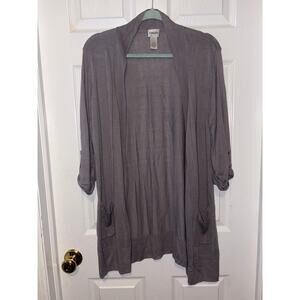 Chico’s gray open front cardigan duster size 2 large 1459-A2